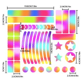 Dreothy 42Pcs Rainbow Strong Reflective Stickers High Intensity Night Visibility Adhesive Safety Sign Reflective Tape Stickers for Vehicle Motorcycle Bicycle Helmet Truck Bumper Stickers