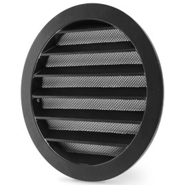 calimaero® WSGB 5" Inch Black Round Metal Air Vent Grill Cover Flat Louver with Fly Screen Fits Only with Metal Ducts