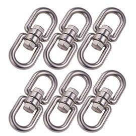 POFET 6Pcs M8 304 Stainless Steel Double Ended Swivel Eye Hook Connector for Hanging Chair, Swivel Grill, Hanging Swing, Dog Leash