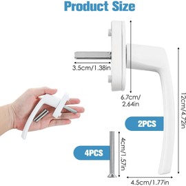 Pack of 2 Aluminium Window Handles, White Window Lock Balcony Door Handle without Lock Cylinder, Pin Length 35 mm, Door Handles for Windows, Patio Doors and Balcony Doors