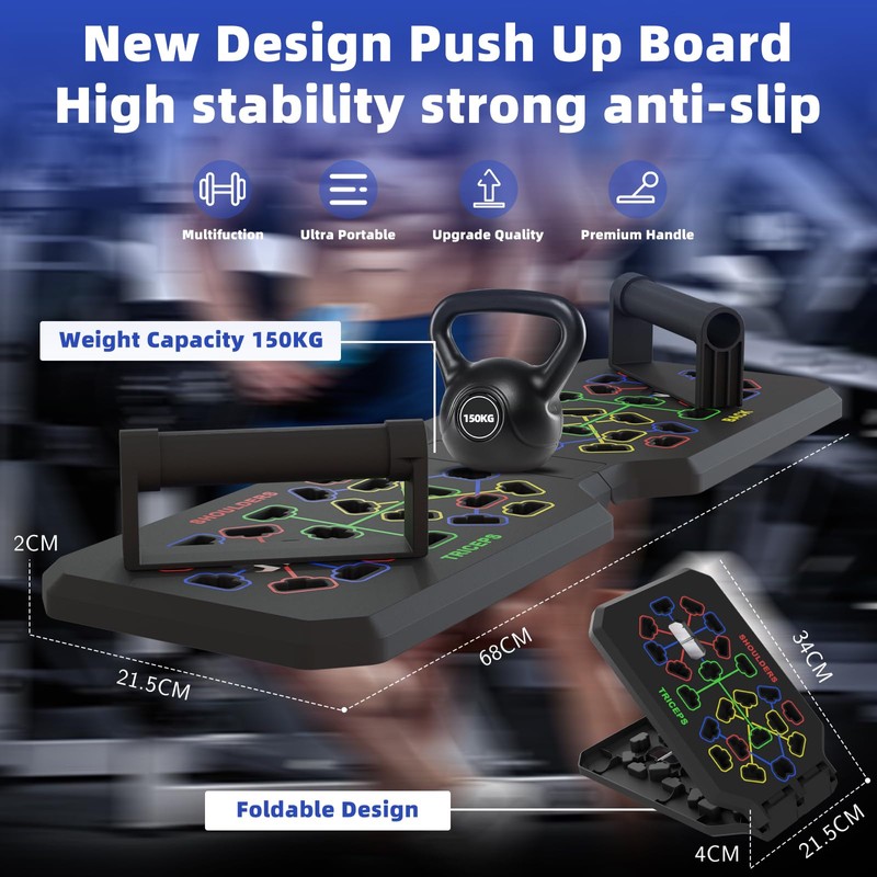 Rocuma Folding Push Up Board, 28 Positions Push Up Handles,