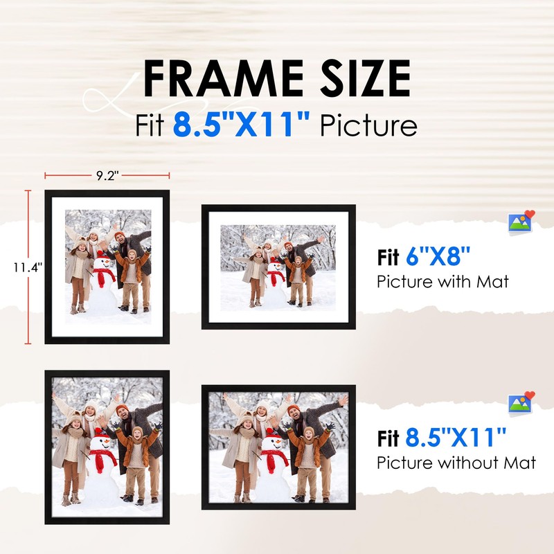 FIXSMITH 8.5x11 Picture Frame Set of 2, Photo Frame with