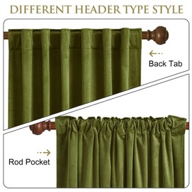 StangH Olive Green Velvet Curtains for Bedroom, Back Tab Light Blocking Thermal Insulated Window Door Drapes for Living Room/Farmhouse/Office, W52 x L84, 1 Panel