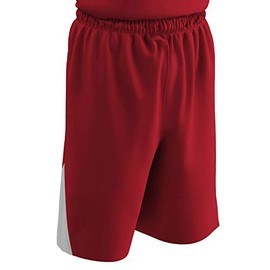 CHAMPRO Dri Gear Pro Plus Reversible Polyester Basketball Shorts Adult Medium Scarlet White, Scarlet, White