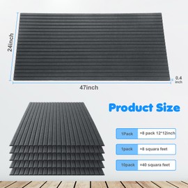 Woanger 5 Pack Large Acoustic Panels 47x24x0.4 Inch Sound Dampening Panels Self-Adhesive Noise Absorbing Sound Proof Wall for Echo Absorption for Home Studio Office Game Room(Gray)