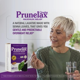 Prunelax Ciruelax Maximum Relief Laxative Tablets with Natural Senna for Occasional Constipation, Senna Extract, Vegan & Gluten-Free, Gentle Overnight Relief - 60ct