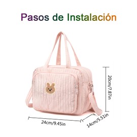 WADY Bolsa de pañales, bolso de pañales bolso,bolsa de viaje,grandes con muñeca linda con correa y mango ajustable bolso de pañales portátiles