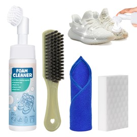 White Shoe Cleaner, Shoe Cleaning Kit with Brush and Towel, No-Rinse Foam Sneaker Cleaner Work on Leather, Canvas, Suede, PU(1)