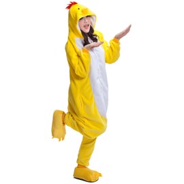 UreeUine Adult Chicken Kigurumi Animal Costume Pajamas Homewear Lounge Wear XL Yellow