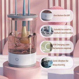 Prinomor Electric Makeup Brush Cleaner Machine with Brush Clean Mat, 2024 Automatic Cosmetic Brush Cleaner Makeup Brush Tools for All Size Beauty Makeup Brushes Set, Gift for Women Wife Friend