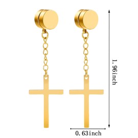 NEWITIN Magnetic Stud Earrings for Men Stainless Steel Magnetic Earrings Men Clip on Earrings Unisex Non Piercing Cross Earrings Diamond Earrings for Men Women
