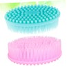 2Pcs Bathing Silicone Scrubbers Soft Shampoo Cleaning Massage Brushes Blue