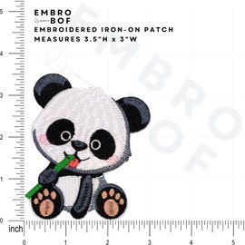 EMBRO BOF Bamboo Buddy Panda Patch – 3.5 inches, Cool Colorful Appliques for Children – Embroidered Kids Iron On Patches for Backpacks