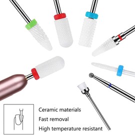 YHTSPORT Pack of 8 Ceramic Nail Cutter Attachments, 3/32 Nail Cutter Bits, Professional 2-in-1 Cuticle Pusher, Nail Accessories for Removing Gel, Manicure, Pedicure