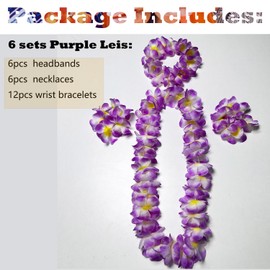 KIWILEPI Hawaiian Leis Bulk, 24pcs Thickened Purple Leis for Luau Party Decor Tropical Flower Lei Necklace Lais Hawaii Graduation Leis Hawaiian leis for Adults Hula Dance Summer Beach Party Favors