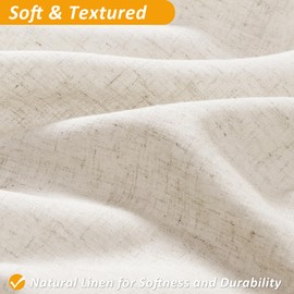 Naturoom Beige Linen Shower Curtain with Snap in Liner Set Rustic Farmhouse Shower Curtains for Bathroom 200GSM Textured Cream Burlap Cloth Double Bath Curtains with See Through Top Window 72x72