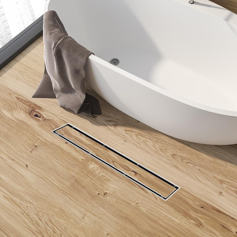LISEEGO Linear Shower Drain 24 Inch, Shower Drain with 2-in-1