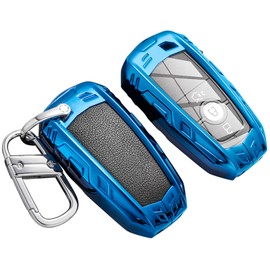 Car Key Fob Cover for Ford with Keychain,Accessories for Ford Mustang Explorer Fusion Escape F150 F250 F350 F450 F550 Edge Expedition Maverick Key Case Smart Car Remote Holder -Blue(1 Pack)