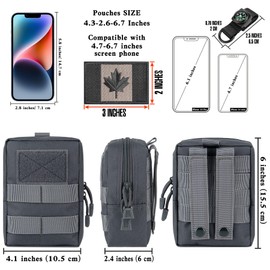 bvya 2 Pack Tactical Molle Pouch Multi-Purpose Compact Waist Pack Water-Resistant Small Utility EDC Pouch with CA Flag Patch for Molle Backpack, Mini Compass Included