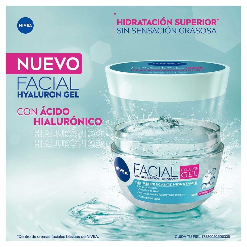 Gel facial refrescante NIVEA cuidado facial con ácido hialurónico 100ml