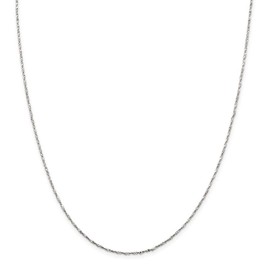 Chain Necklace White Sterling Silver Link, Pendant Diamond-cut 16 in 1.2 mm
