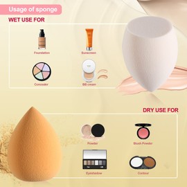 Makeup Sponge DUAIU 4 Pack Foundation Sponges Set 4 Color Latex Free Blender Beauty Makeup Sponges with 1 Sponge Holder Case (Lemon Yellow)