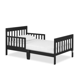 Dream On Me Finn Toddler Bed in Black, Greenguard Gold and JPMA Certified, Non-Toxic Finish, Made of Sustainable New Zealand Pinewood, Low-to-Floor Design with Safety Guard Rails