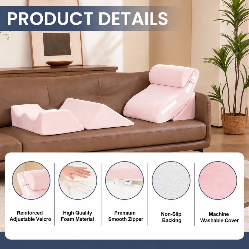 WSOFRALC 5PCS Orthopedic Wedge Pillow Set for After Surgery