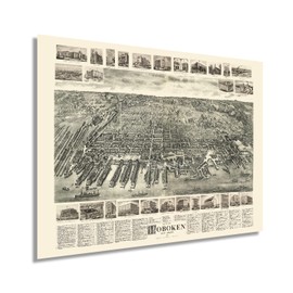 HISTORIX Vintage 1904 Hoboken New Jersey Map - 18x24 Inch City of Hoboken Wall Art - History Map of Hoboken NJ - Hudson County New Jersey Vintage Map