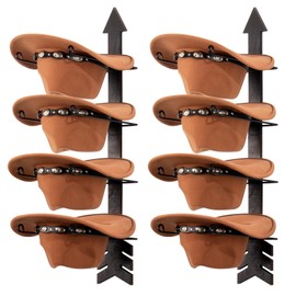 Outink Western Cowboy Hat Rack Wall Mount Western Cowboy Hat Holder Rustic Hat Hanger Solid Wood with Arrow Design Hat Organizer for Hat (1)