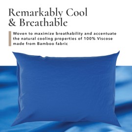 Bamboo Bay Cooling Bamboo Pillowcase 4 Piece Set - Organic 100% Viscose from Bamboo Pillow Cases - Soft, Cool, and Breathable - Premium Envelope Pocket - 20x30 inches (Queen Size, Navy Blue)