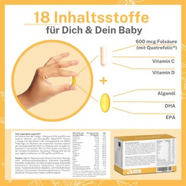 BabyFORTE Folic Acid + Omega-3 | Algae Oil | All Trimesters | 18 Pregnancy Vitamins Vegan | 60 Capsules | Quatrefolic, Magnesium, Iodine, DHA EPA Pregnancy | Breastfeeding