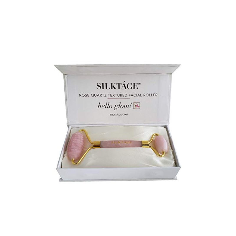 SILKTÁGE Rose Quartz Textured Facial Roller