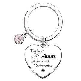 YpbbyKit Godmother Gifts Aunt Godmother Keyring The Best Aunts Get Promoted to Godmother Keyring Baptism Christning Religious Communion Gifts