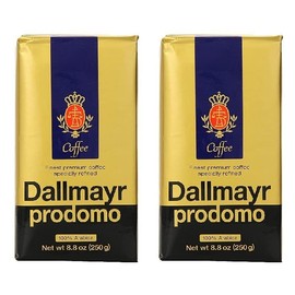 Gourmet Coffee byDallmayr, Prodomo, Finest Premium Ground Coffee, Specially Refined, 100% Arabica, 8.8 Oz Vacuum Packs - Pack of 2