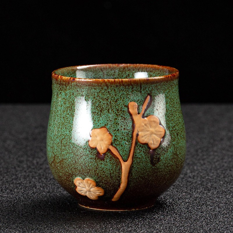 KEYDUACU Japanese Tea Set, Kiln-Formed Ceramic Tea Set, Plum Blossom