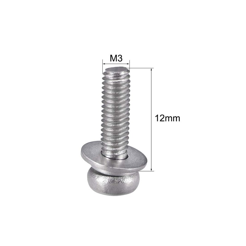 sourcing map M3 x 12mm 304 Stainless Steel Phillips Pan