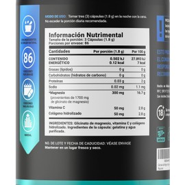 B Life Company Glicinato de Magnesio de 260 Cápsulas con 1800 mg por porción. Alta absorción. Ingredientes Naturales. Glycinate Mag