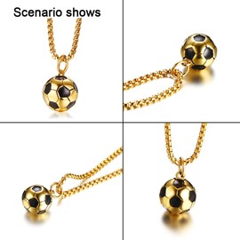 Cupimatch Men's Necklace with Pendant Scissors Comb Football Microphone Necklace Stainless Steel Chain Necklace Jewellery for Men Boys, Stainless Steel