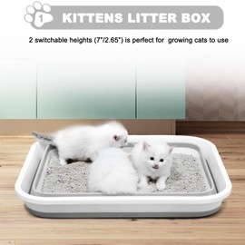 maohegou Maohegou Large Cat Litter Box for Kittens to Senior Cat, Elderly and Fat Cat,Elderly cat Mobility Issues,Foldable Travel Litter Box with Scoop (Grey)
