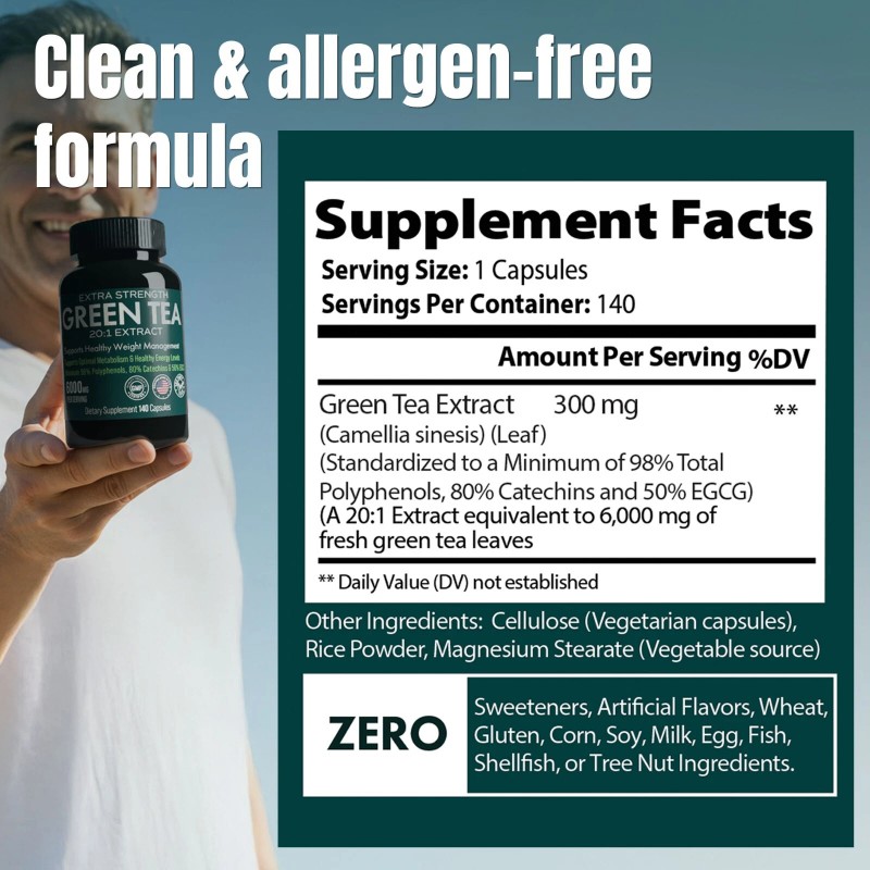 ADDOT WellLife Extra Strength Green Tea 20:1 Extract, 6000 mg