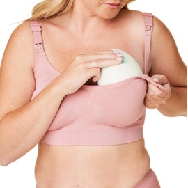 Bravado Designs Women's in-Bra Pumping Bra Nursing Bra Hands-Free Beaucoup Seamless and Adjustable, Rose Clay, S