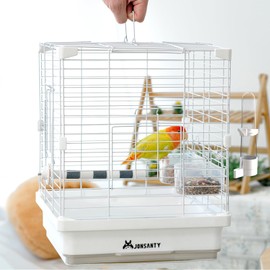 14.6" Portable Travel Bird Cage, Parrot Cage, Ample Room for Tail Movement, with Food Box, Perch, Water Bottle, for Vet Visit, Short Trip, Parakeet, Cockatiel, Budgie, Small Medium Birds