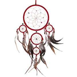 GURU SHOP Dream Catcher with Semi-Precious Stones - Red Diameter 27 cm Dreamcatcher Mobile