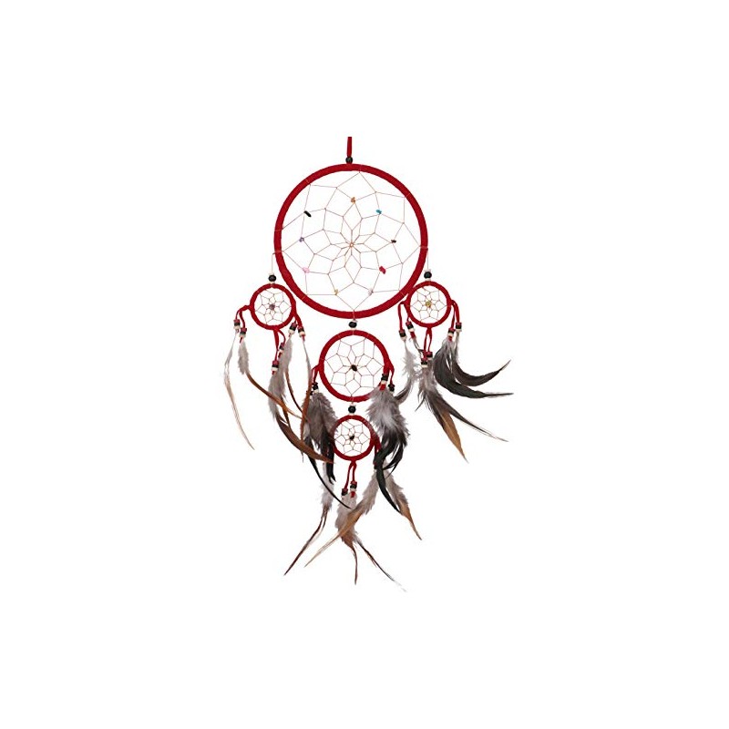 GURU SHOP Dream Catcher with Semi-Precious Stones - Red Diameter