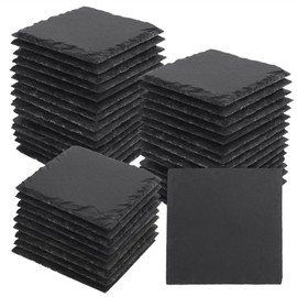 40 Pack 4 Inch Square Slate Coasters,Coasters for Drinks, Black Stone Coasters with Anti-Scratch Bottom, Ideal for Home Decor, Bar, Housewarming Gifts, and Laser Engraving KUKLIPJIM