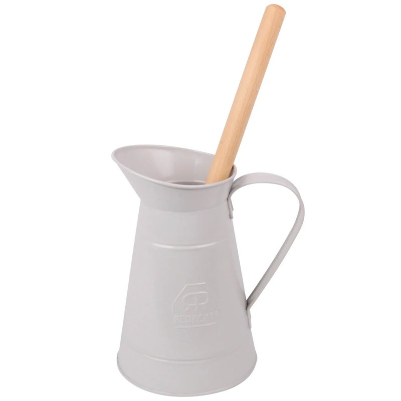 Redecker Metal Toilet Brush Set With Jug, Cream w Beech