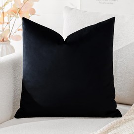 Artscope Luxury Velvet Cushion Covers Super Soft Decorative Square Throw Pillow Covers Case Cushion Covers for Sofa Couch Bedroom Car Decor 60x60cm Black