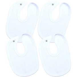 BabyPrem Premature Baby Bibs 4 Pack Terry Snap on Clothes Boy Girl Unisex White