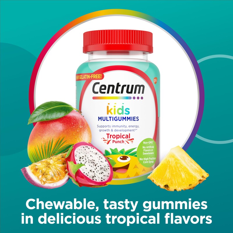Centrum Kids Multivitamin Gummies, Tropical Punch Flavor Made With Natural